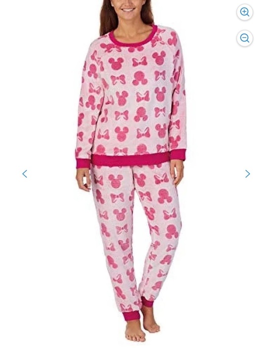 Disney Other - Disney Minnie Mouse Fleece Pajama Set Large Pink Plush Loungewear PJ Pants Top